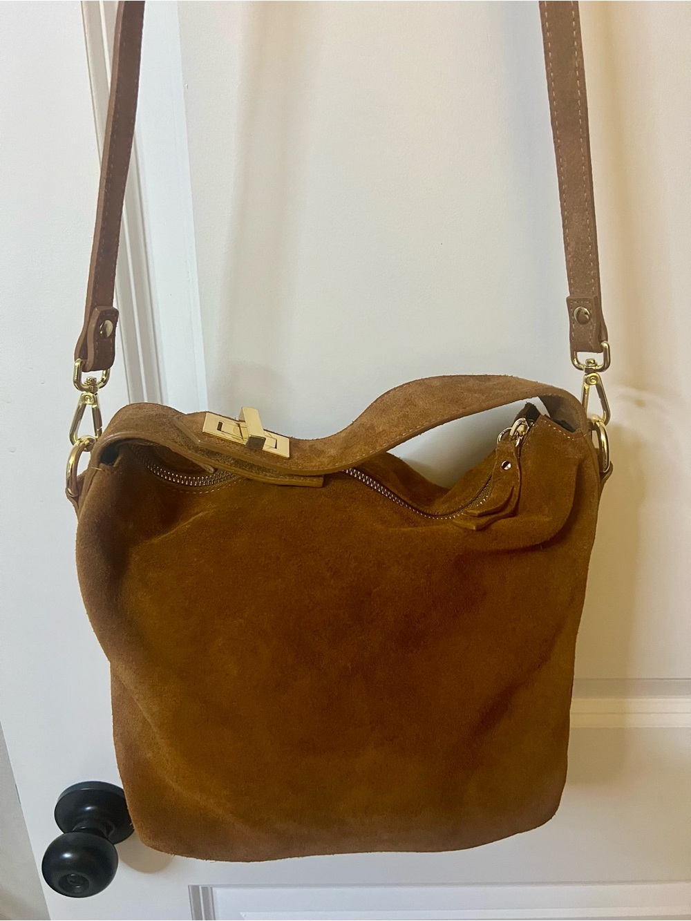 Claudia Firenze chestnut brown suede crossbody